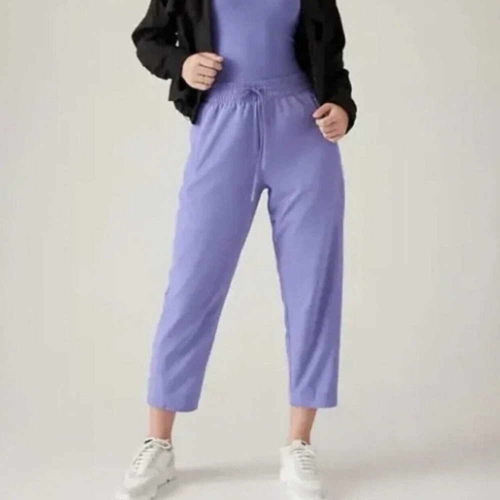 NEW Athleta Womens 10 Tall Purple Arrival Pant Straight Leg Crop Stretch #586940